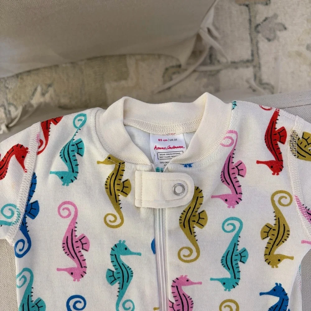 Hanna Andersson Sea Horse Shortie Zip Pajama 2T - Picture 2 of 4